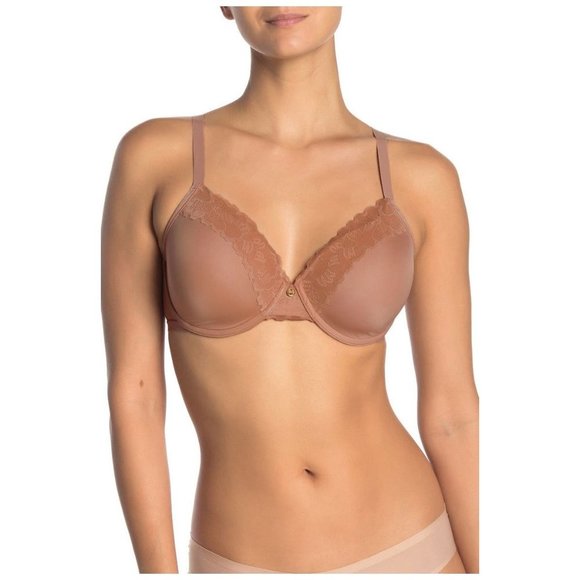 NATORI Refined Full Underwire T-Shirt Bra Pecan Beige #7313219 36B NEW - Picture 1 of 8